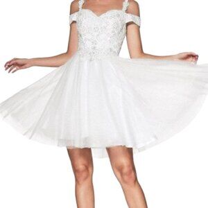 NWT Ladivine CD0132 Cocktail Dress Silver Size L